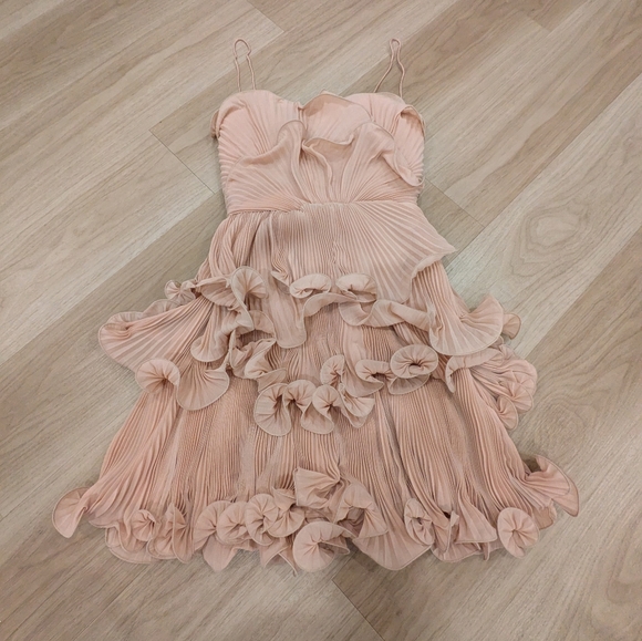 Erin NWT Stunning Pink Scalloped Mini Dress Size 0 Prom Formal - Picture 1 of 7